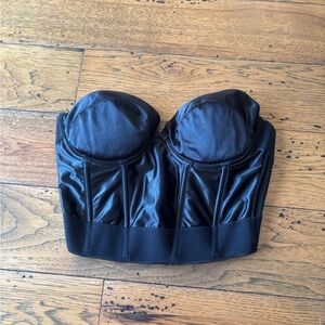 Y2K Wonderbra Women’s Black Bustier Satin Bra Size 36C